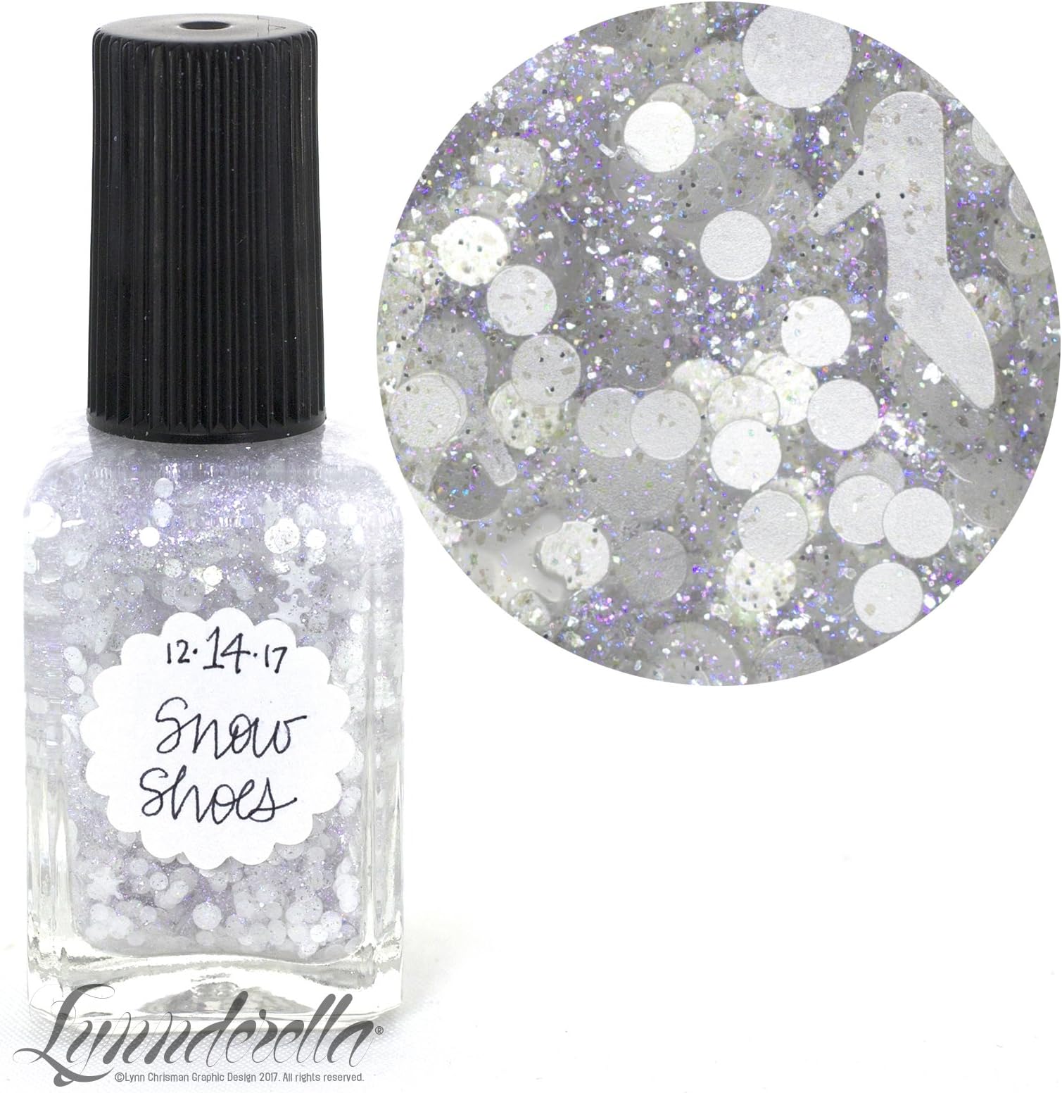 Lynnderella 2017 Christmas Advent Nail Polish White Multi Glitter—December 14-Snow Shoes