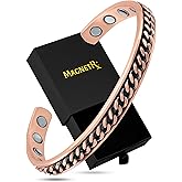 MagnetRX® Copper Magnetic Bracelets – Effective Pure Copper Bracelet for Men and Women – Copper Cuff Adjustable Magnetic Bracelet Bangles (Curb Chain Inlay)