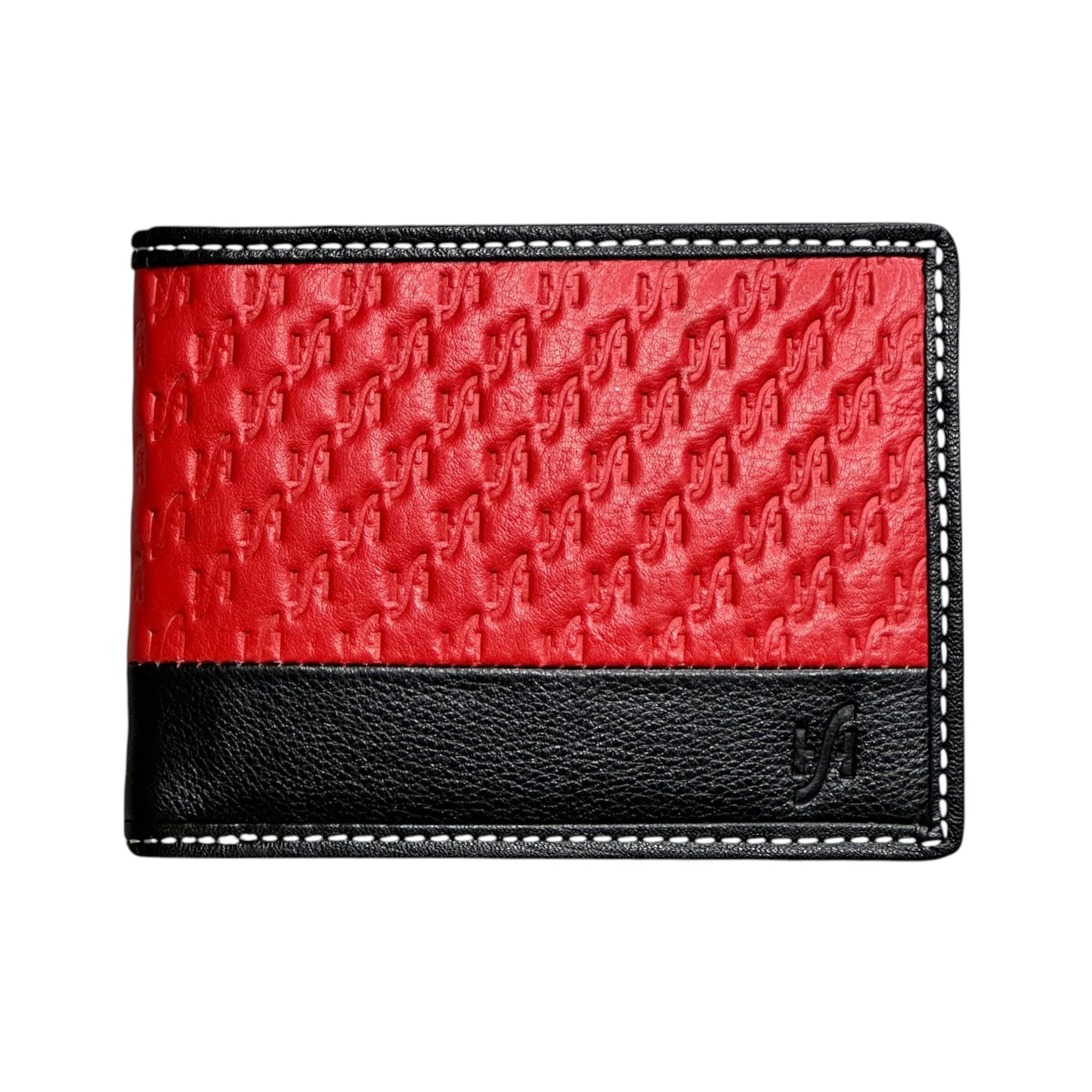 STARHIDE Handmade Wallets for Men UK | Genuine Distressed Hunter Leather | RFID Blocking Notecase Wallet | Coins and Id Card Holder | 710 (Black/Red (Without Strap))