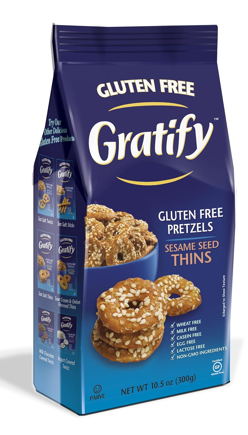 Gratify Gluten Free Pretzel Thins Sesame Seed Vegan GF