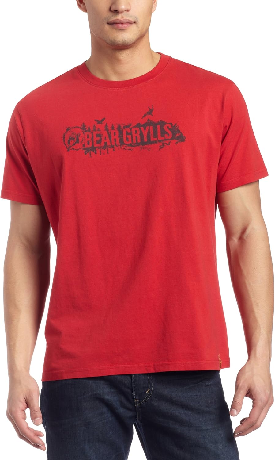 Bear Grylls Men's Bear Logo T Shirt,Bear Red,Large Clothing