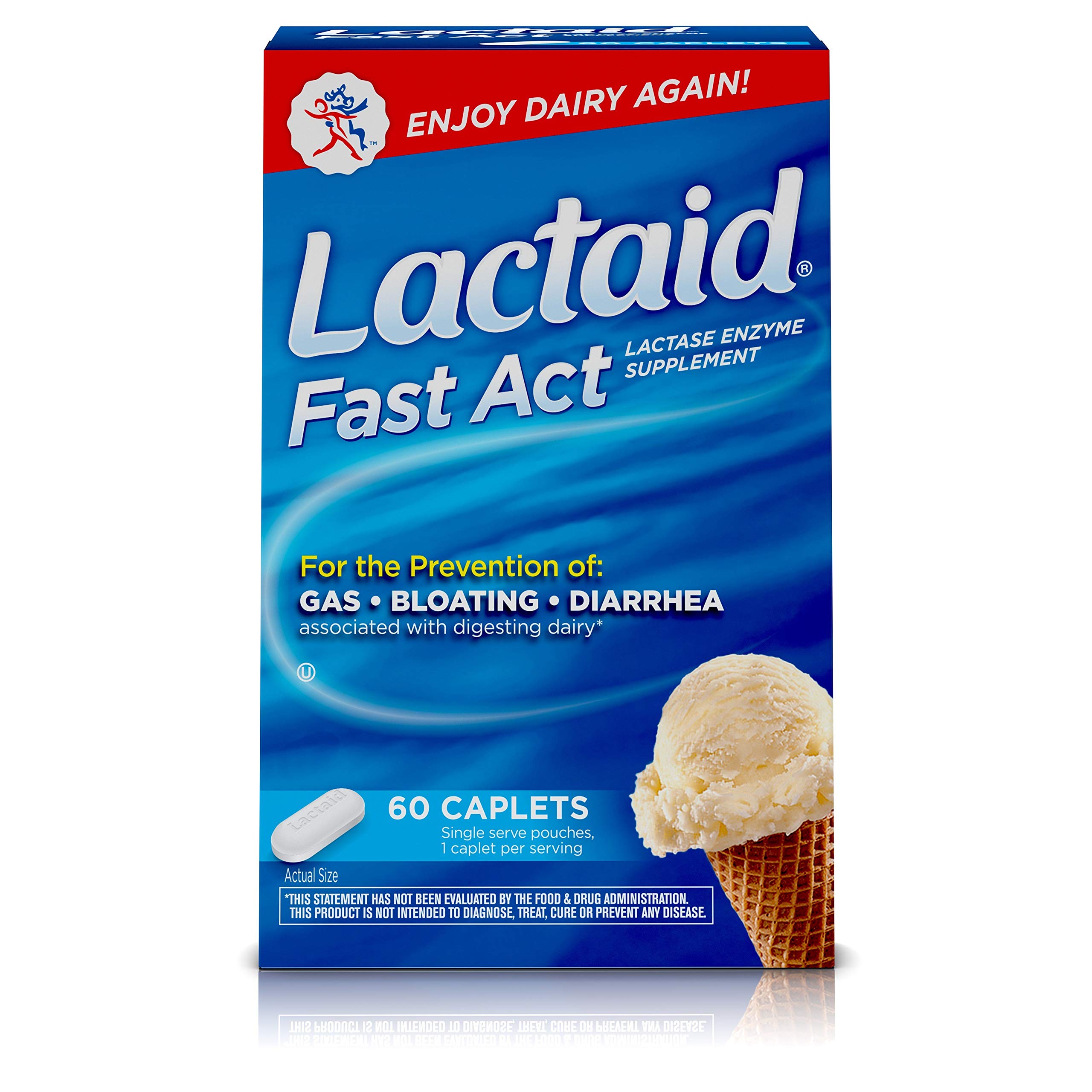 Lactaid Fast Act Lactose Intolerance Relief Pills, 60 singledose