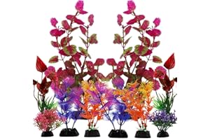 PietyPet Aquarium Decorations Plants, 10pcs Aquarium Decor Colorful Plants, Fish Tank Accessories, Fish Tank Plant Plastic Decoration for Aquariums