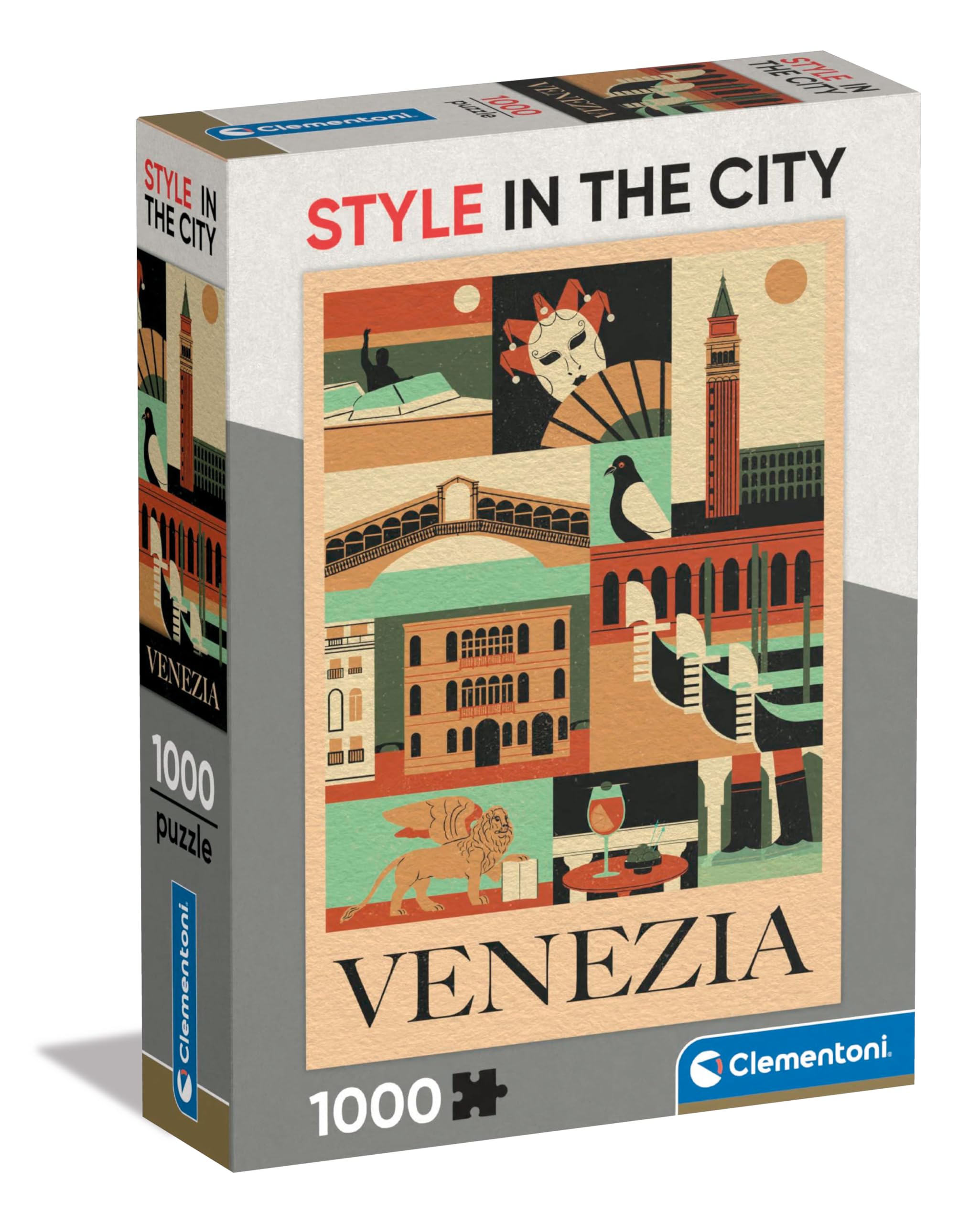 Clementoni Jigsaw Puzzle Venice 1000 Pieces Style in the City - Puzzle For Adults 14-99 Years, Gift For Men/Women, Illustrated City, Venezia, Italy, Puzzle Art, Made In Italy, 39846