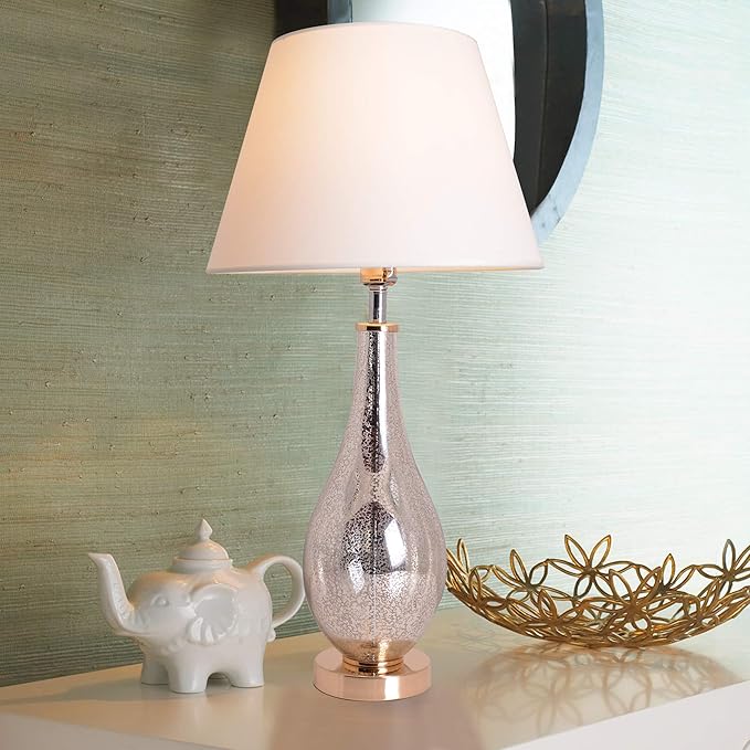 Table Lamps Set of 2 Mercury Glass 28" Side Bedside Table & Desk Lamp