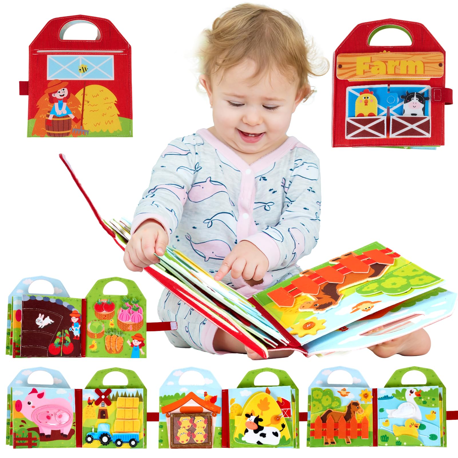 Warmiehomy Activities Busy Book for Toddlers Farm Montessori Busy Board for 1 2 3 Year Boys Girls Preschool Educational Learning Sensory Toys, Travel Toys — image 1