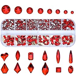 Dowarm 3200PCS Nail Art Rhinestones, Red/Siam