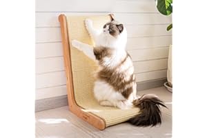 CHEERHOME PETS Sisal Cat Scratcher for Indoor Cats Scratching Pad Vertical Cat Scratcher L Shape Cat Scratching Board Cats Scratch Post Solid Wooden Cat Furniture(Large)