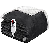 Electric Heated Blanket Full Size 72"x84", Soft Flannel with Overheat Protection, 9 Adjustable Heat Settings & 10-Hour Auto-Off Timer, Fast Heating for Winter Comfort, Dark Gray