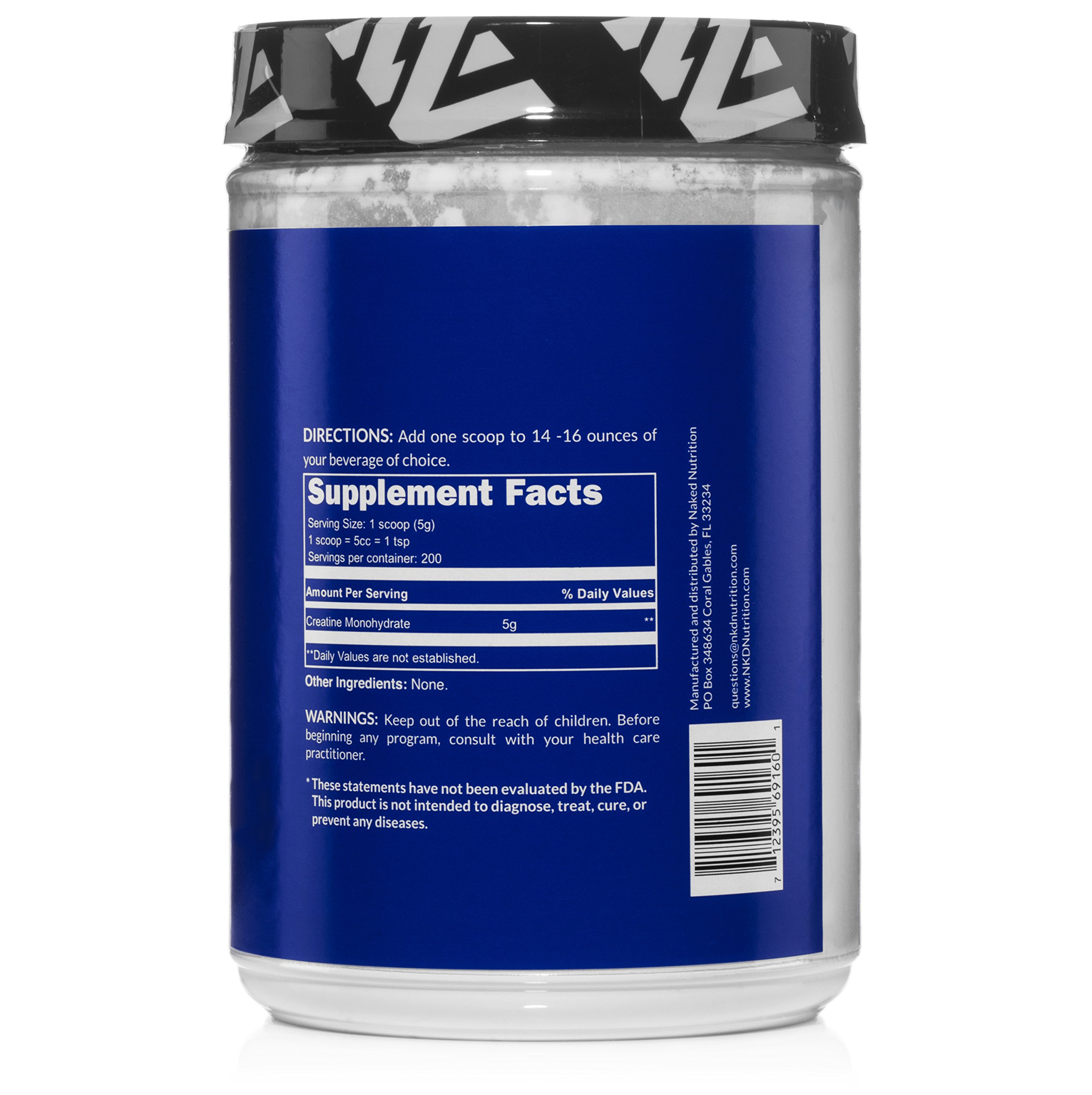 Pure Creatine Monohydrate 200 Servings 1,000 Grams, 2.2lb Bulk, Non