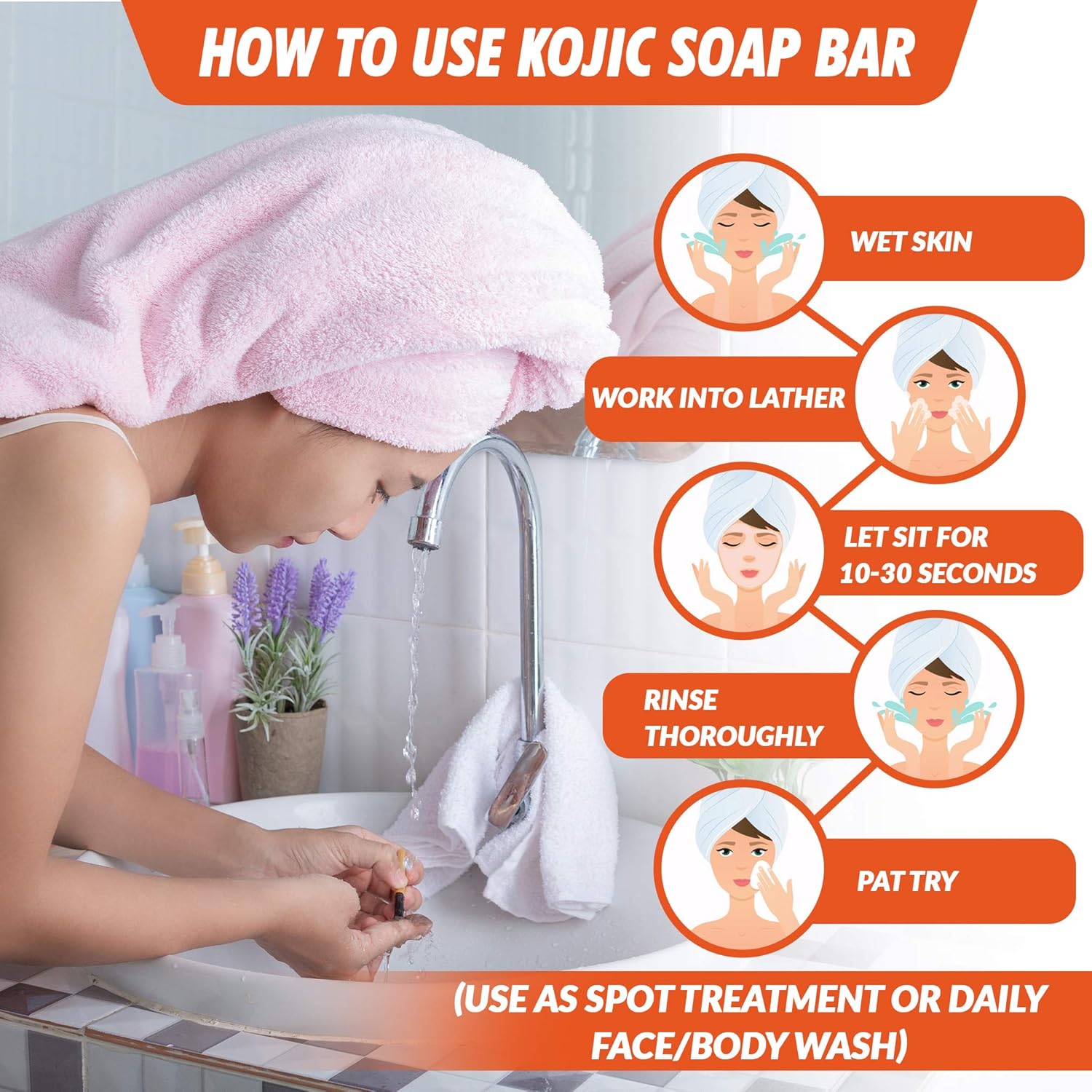 Kojic Acid Soap Face & Body Wash – Natural Brightening, Lightening Skin Cleanser Dark Spot Corrector Acne Scar Remover with Turmeric, Oat Protein & Essential Oils – Brightens, Lightens the Whole Body: Beauty