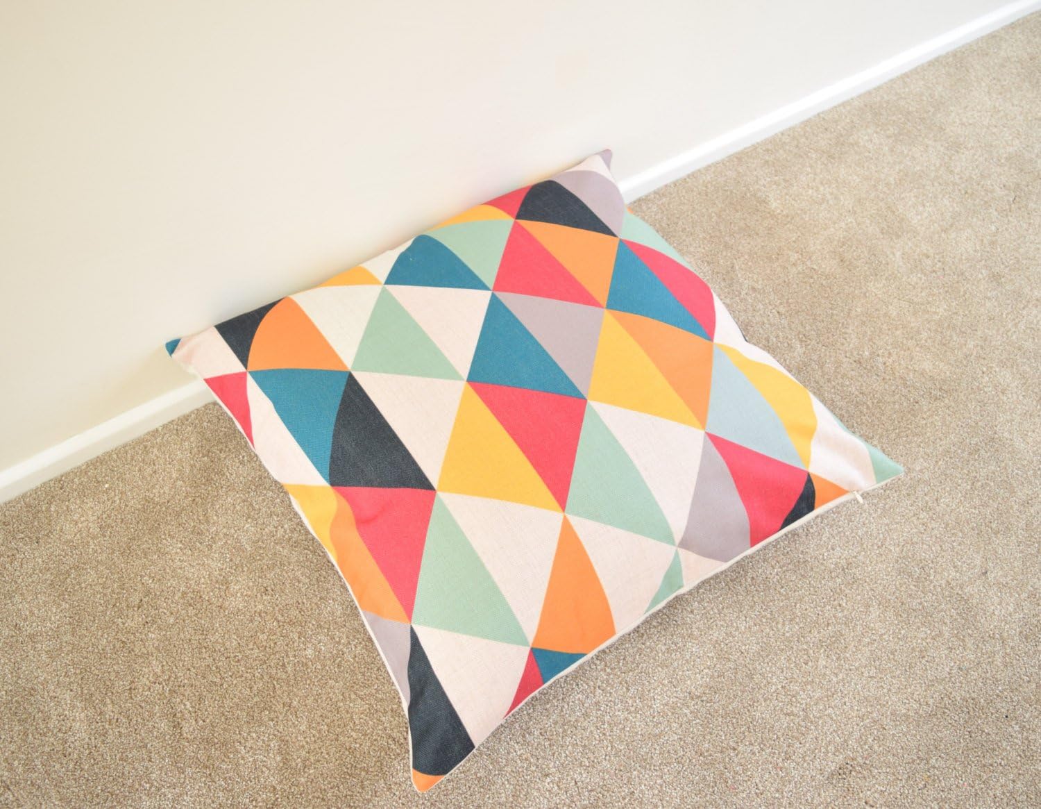 Decorative Geometric Scandi Boho Pillow Covers - Premium Cotton Square Throw Pillowcase for Sofa or Bedroom - Scandi Home Decor - 18 x 18” & 26 x 26" (Multi Coloured, 26 x 26")