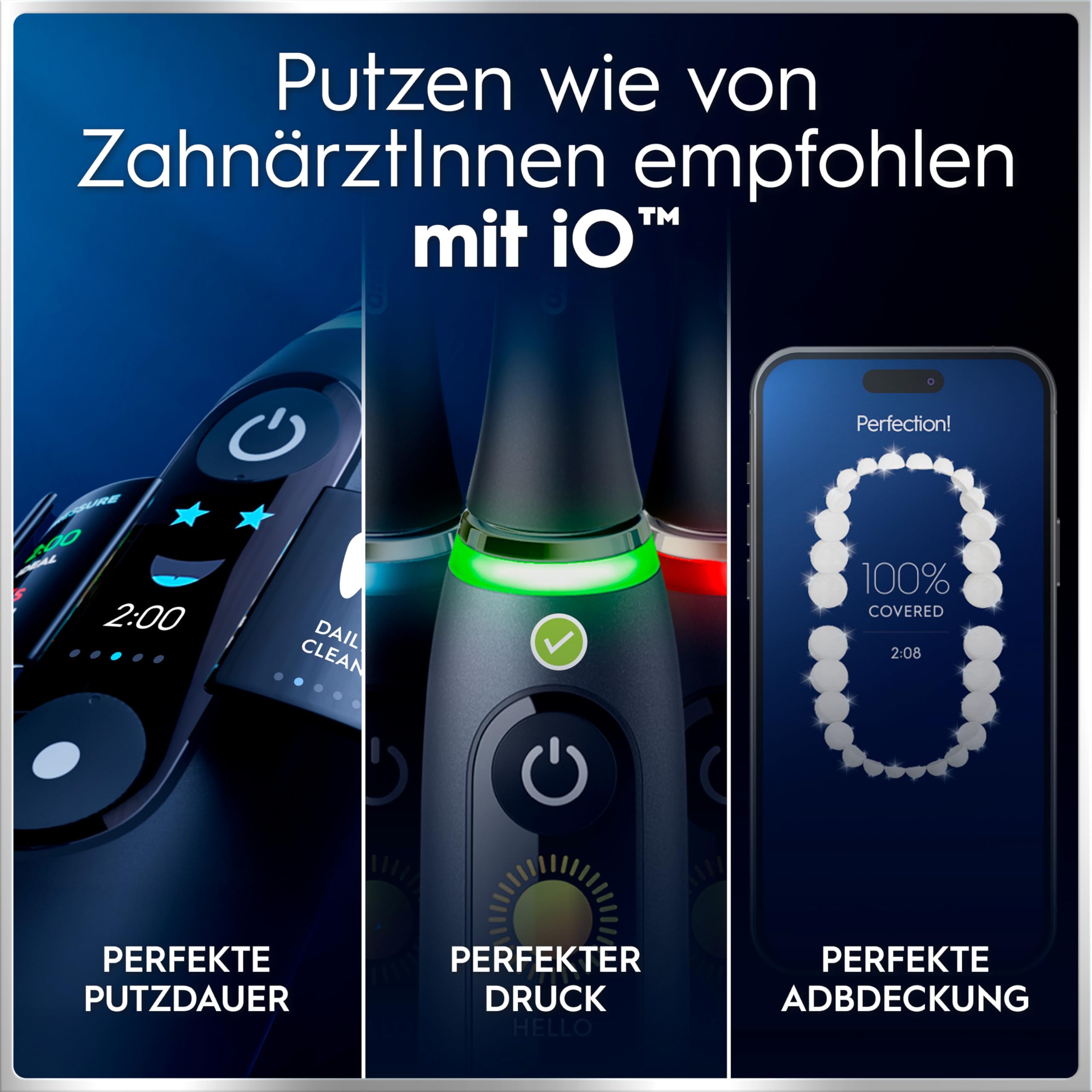 Oral-B iO Series 6 Elektrische Zahnbürste/Electric Toothbrush, 2 Aufsteckbürsten, 5 Putzmodi für Zahnpflege, Display & Reiseetui, Valentinstagsgeschenk für Ihn/Sie, Designed by Braun, black lava 8