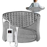 Heating Pad Back Pain Relief Electric Heating Pad for Period Cramps Lower Back Neck Shoulders Pain Relief 6-Hour Auto Off 12x24 Heated Pad + 20" Belt 4 Timer 6 Heat Level Wrap (Gray)