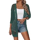 Zeagoo Women's 2026 Summer Crochet Lightweight Cardigan Short Sleeve Boho Kimono Oversized Open Front Sweater Tops