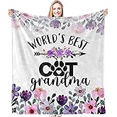 HIWX Cat Grandma Throw Blanket, Cat Grandma Gifts, World's Best Cats Nana Mother's Day Blanket for Couch Bed, Pet Lovers Throw Blankets Gifts for Women, Cats Nana Themed Blanket,50x60 Inches
