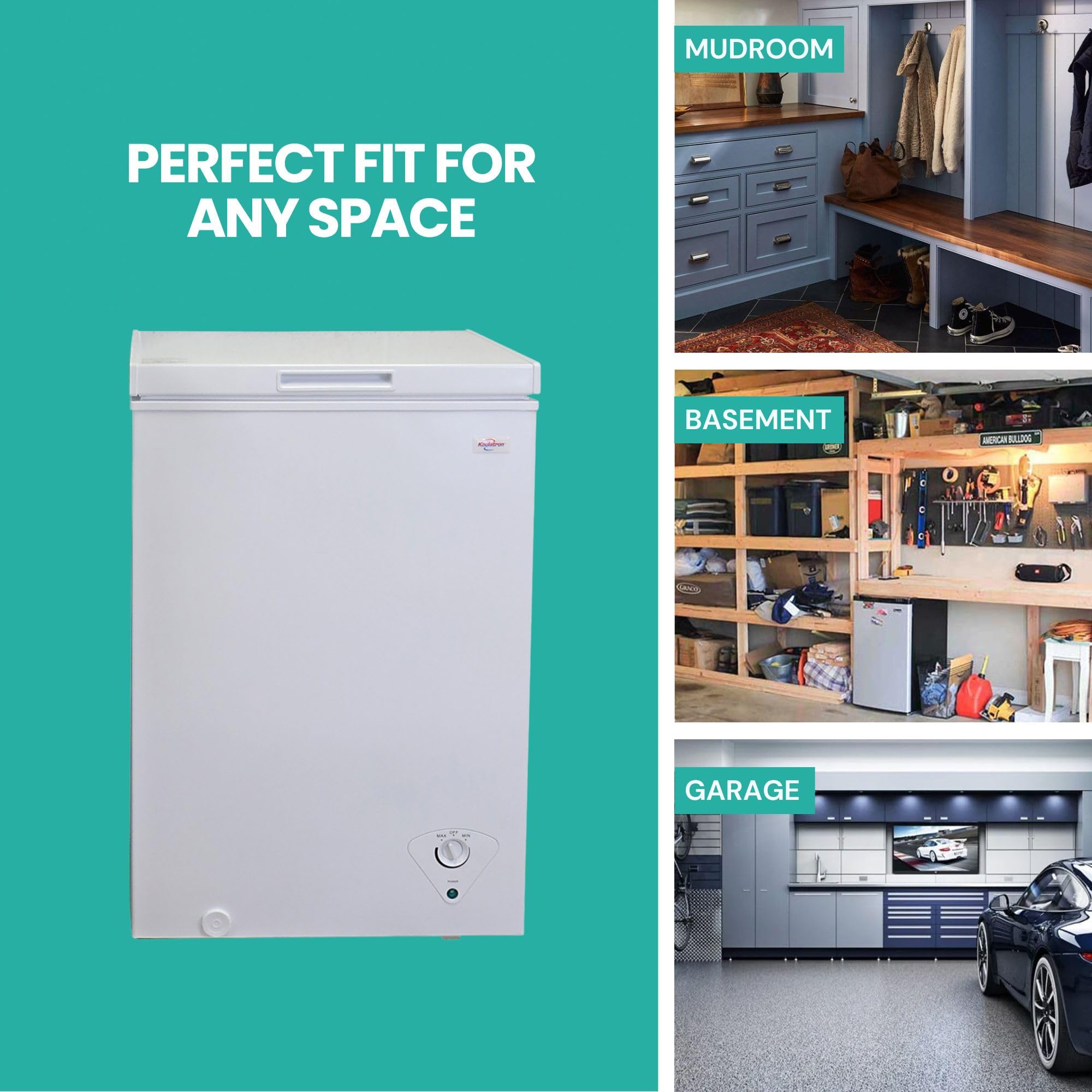 Koolatron Deep Freezer - 3.5 Cubic Feet, White Chest Freezer, 1 Wire Basket, Garage Ready, Meat Storage, Front Drain, Congelador For Home, Apartment, Basement, Dorm, Cottage, Manual Defrost, Stand Up
