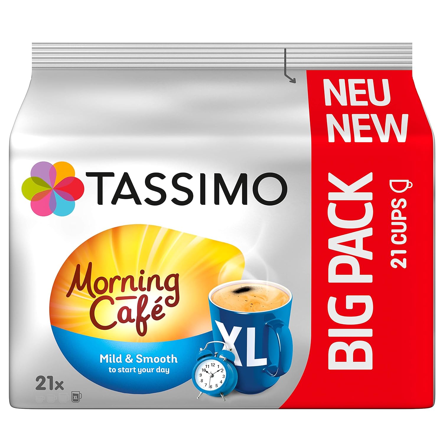 Tassimo Morning Café XL Mild & Smooth, 5er Pack Kaffee Kapseln im Big Pack (5 x 21 Getränke)