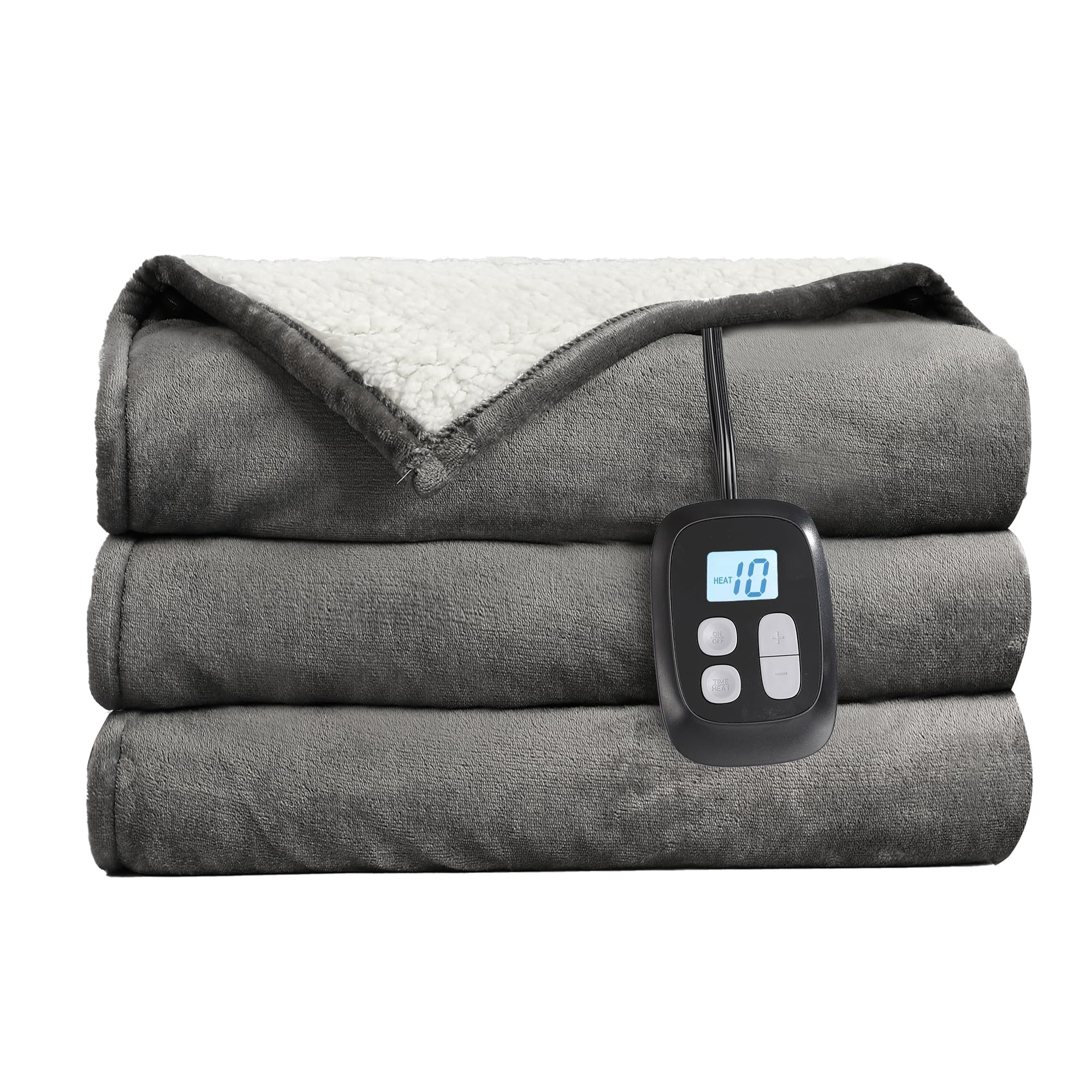 Photo 1 of LaffyLo Electric Heated Blanket Full Size - 72"x84", Soft Flannel Heating Blanket, 10 Heating Levels, 1-12 H Auto Shut Off, Breathable Warm and Washable for Bed, Light Grey