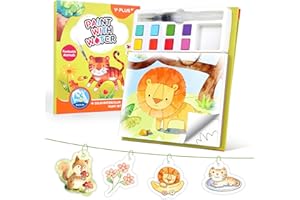 YPLUS Water Painting for Toddlers, Mess Free Water Colouring Book with Brush, 26 Pages & 8 Color Palettes, DIY Art Craft Trav