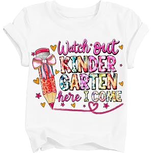 TUIVX Back to School Shirts for Girls Kindergarten Preschool Pre-K Tee 2026 | Kids First Day of School T-Shirt Children Cotto