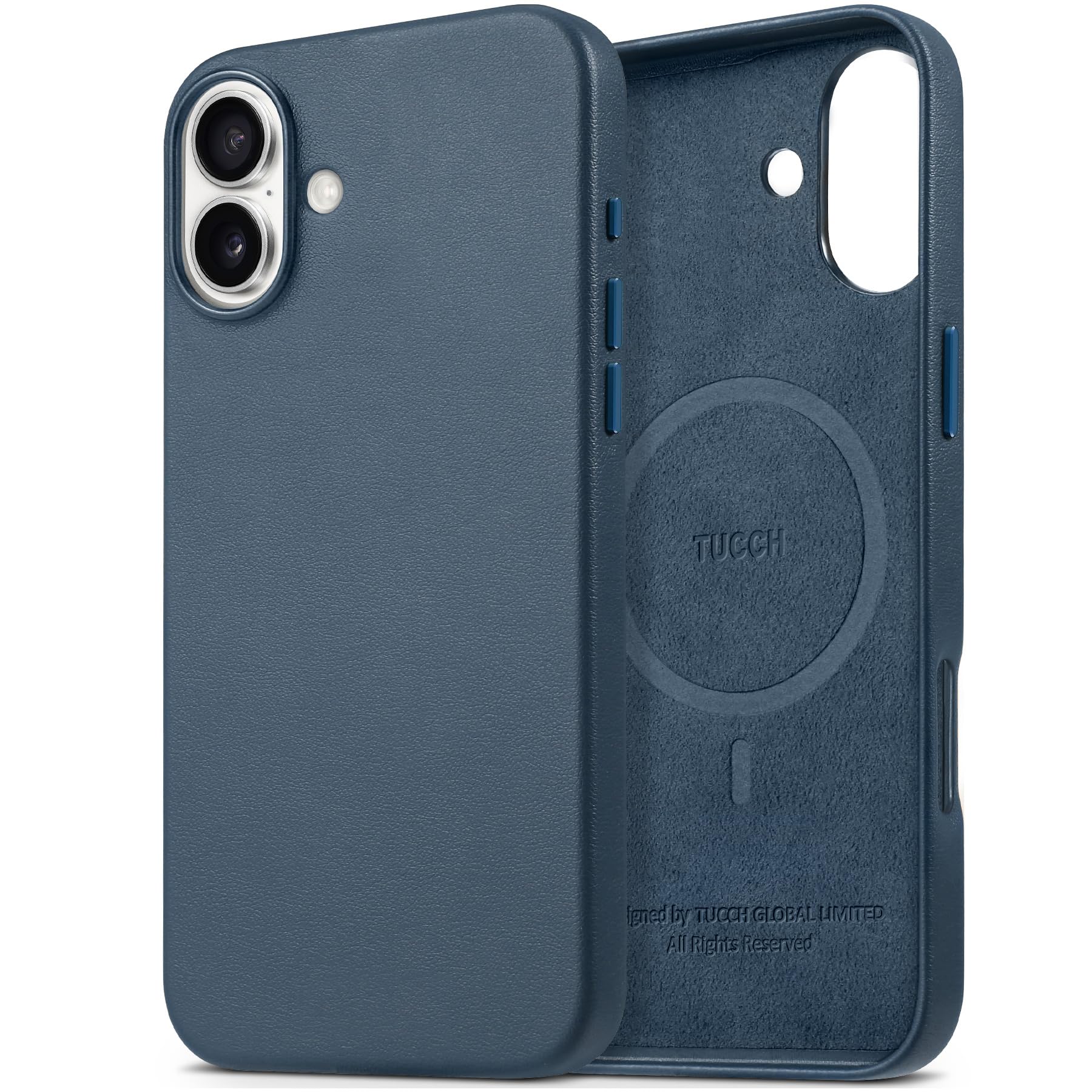 TUCCH Magnetic Case for iPhone 16 Plus (6.7") 2024, Protective Lightweight PU Leather Shockproof Anti-Slip Phone Cover[Wireless Charging][Anti-Fingerprint]Compatible with iPhone 16 Plus 5G, Dark Blue