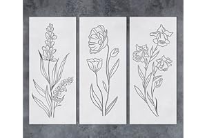 G GSS DESIGNS GSS Designs Wildflower Stencils for Painting Flower 4x8Inch Flowers Stencil Bouquet Painting Stencils for Wood Wall Canvas