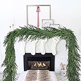 Fomlily Christmas Norfolk Pine Garland Clearance- 6ft Artificial Greenery Garlands Norfolk Pine Leaves Real Touch Garland for Christmas Holiday Mantle Fireplace Table Home Decor (6 feet)