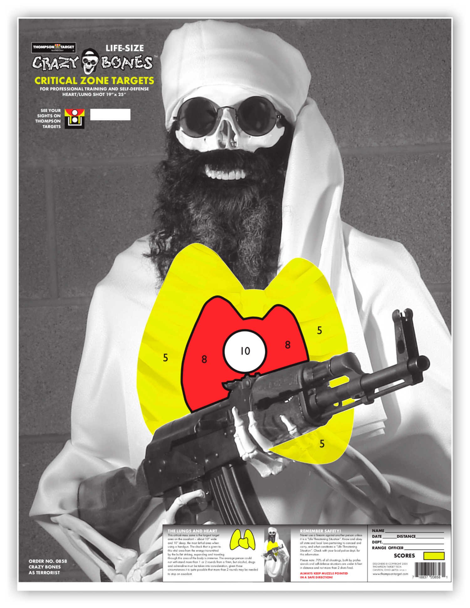 Crazy Bones Situational - Paper Gun Range Shooting Targets 19x25