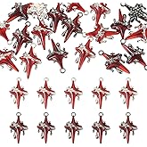 Craftora 20Pcs Alloy Red Sacred Cross Charms Platinum Plated Gothic Red Crucifix Cross Pendants with Teardrop Star for DIY Earring Necklace Bracelet Jewelry Making, 32x19x11mm