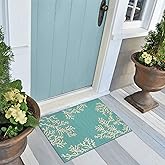 Liora Manne Esencia Machine Washable Non-Slip Low Profile Indoor/Outdoor Mat-Transitional, Coastal, Beach, Border, Coral Edge