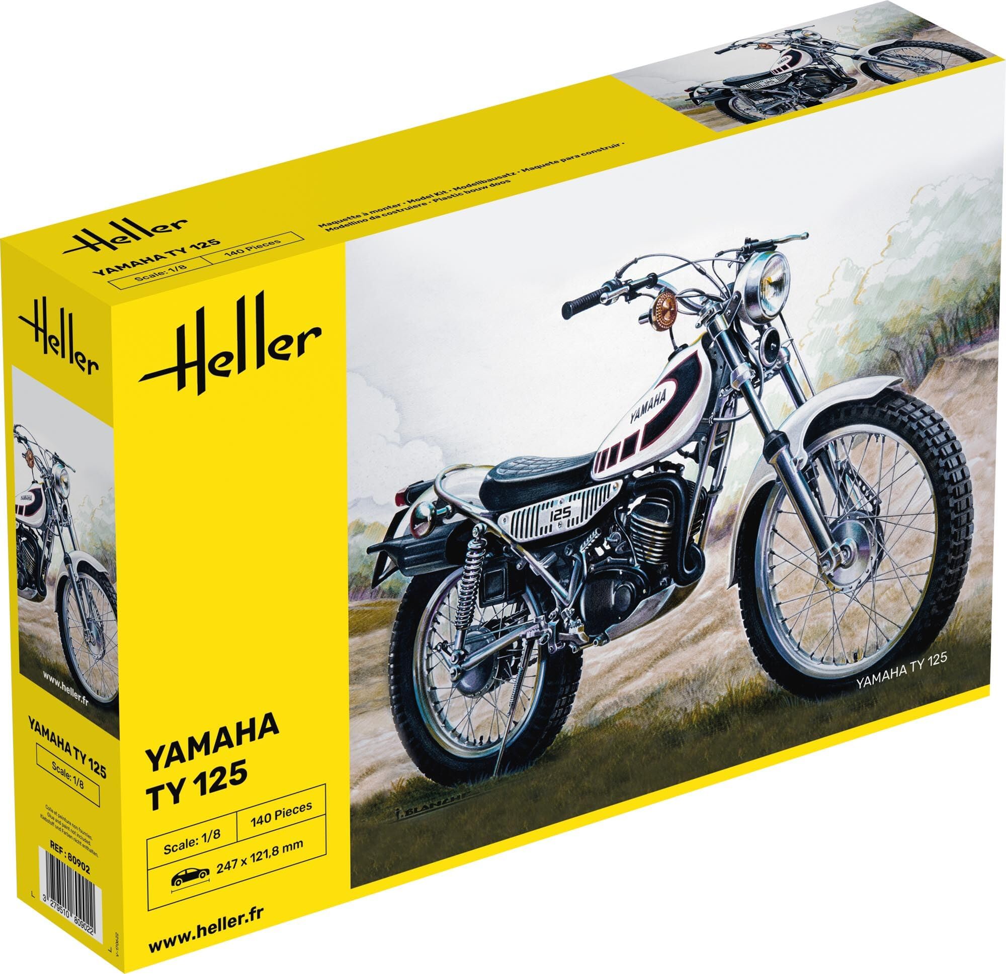 Heller HEL80902 1:8-Yamaha TY 125 Plastic Model kit, Schwarz
