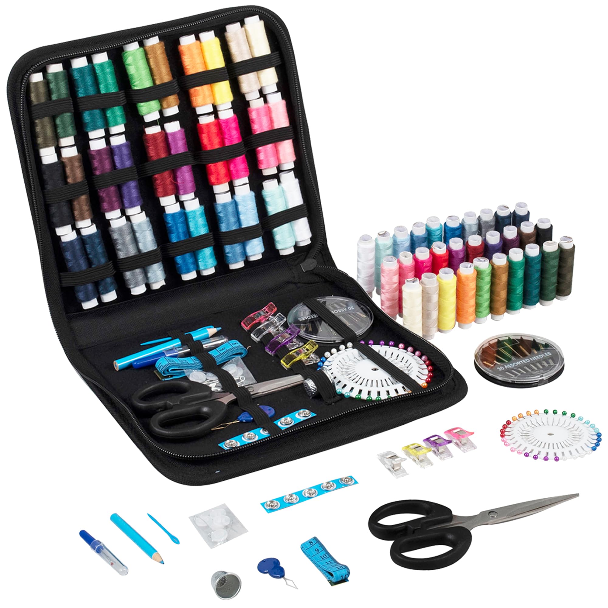 Trimits Premium Sewing Kit – Travel Case for Adults, Beginners, DIY, Home, Travel, Emergency, Button Repair & Clothing Fixes with Thread Needles Scissors Tape Buttons & More – 22.5 x 20 x 3.5cm