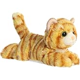 Aurora Mini Flopsie 8" Ginger Cat Adorable Stuffed Animal | Compact tummy-lying animals with bean-filled stability