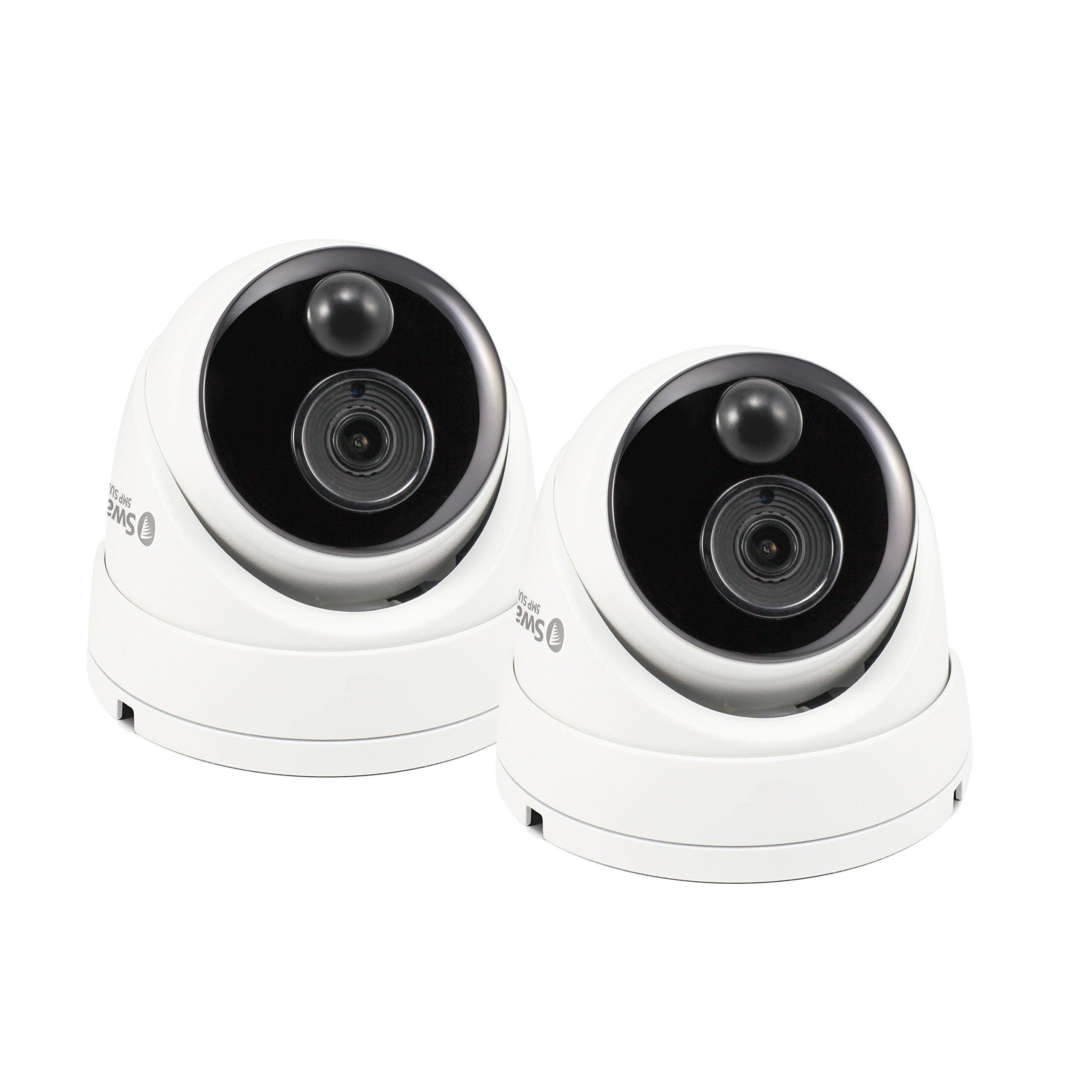 Swann Thermal Sensing PIR Security Cameras, 5 MP Super HD Domes with IR Night Vision - 2 Pack