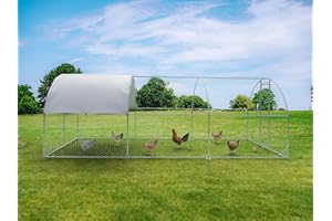 HOOYEAH Large Metal Chicken Coop,Outdoor Chicken Coop Run Chicken Shelter with Water-Resident and Anti-UV Cover,Dome Roof Walk-in Poultry Cage Duck Rabbit House for Outside,Backyard and Farm, 19.5'x9'x6.5'