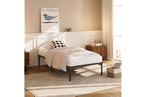 Jebosam 18 inch XL Twin Bed Frame 2500 lbs Support Heavy Duty Sturdy Steel Twin XL Bed Frame No Box Spring Needed Extra Long Easy to Assembly Non-Slip Noise Free Twin XL Size Bed Frame Black