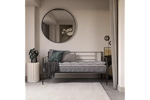 REALROOMS Praxis Metal Daybed with Steel Frame and Slats, Under Bed Storage, Twin, Black