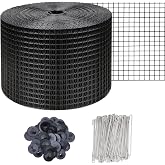 6in X 100ft Solar Panel Bird Guard,Solar Panel roof Protection net 1/2inch Mesh PVC Black Vinyl Coated Galvanized net 70 Fastener ClipsUsed for Bird,Animal Control