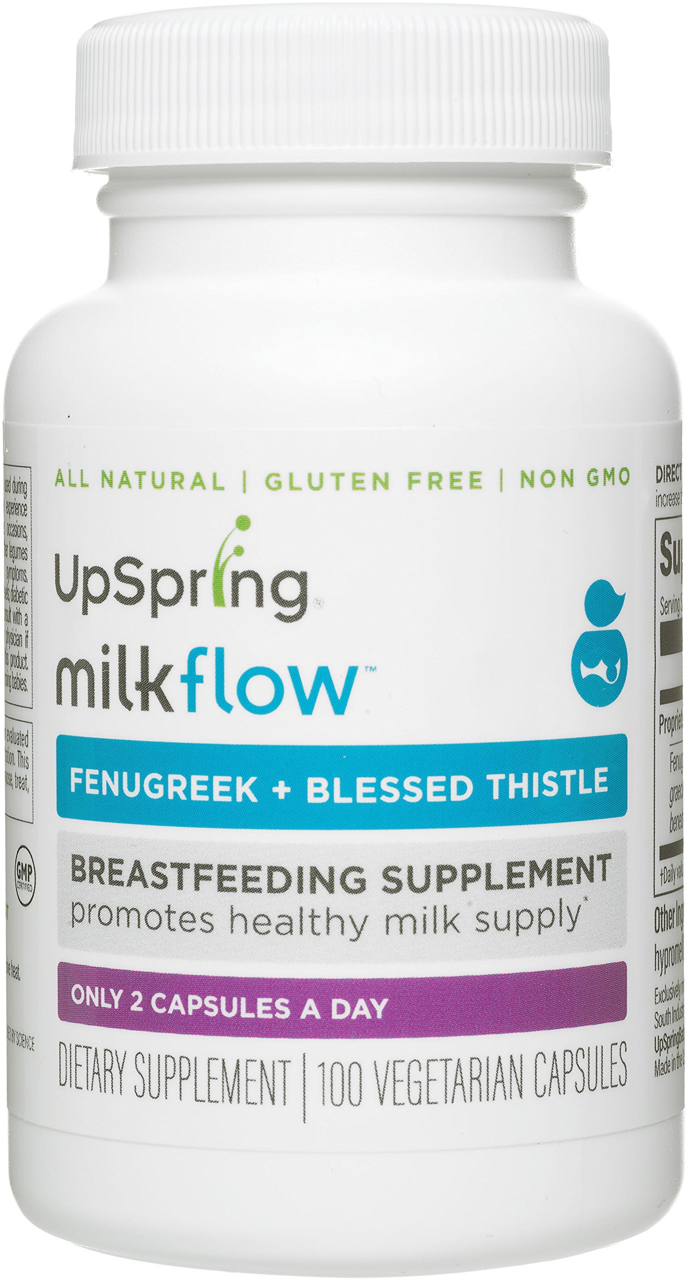 UpSpring Milkflow Fenugreek and Blessed Thistle Capsules for Breastmilk
