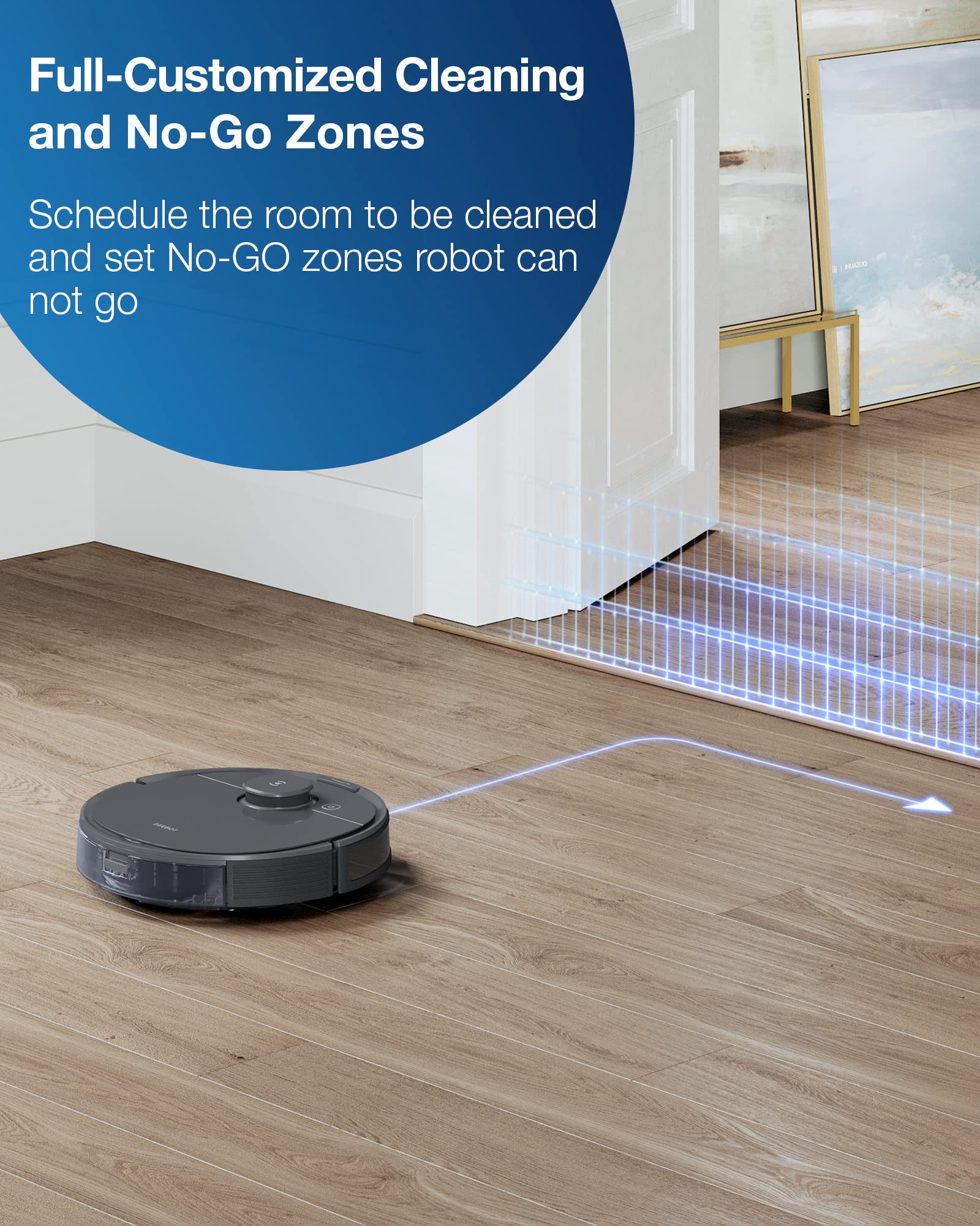 Ecovacs Deebot T8 Robot Vacuum and Mop Cleaner, Precise Laser Navigation, Multi-floor Mapping, Intelligent Object Avoidance, Full-customize clean, No-go and No-mop Zones, Auto-empty Station Compatible - View 5