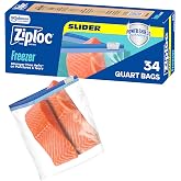 Ziploc Quart Food Storage Freezer Slider Bags, Power Shield Technology for More Durability, 34 Count