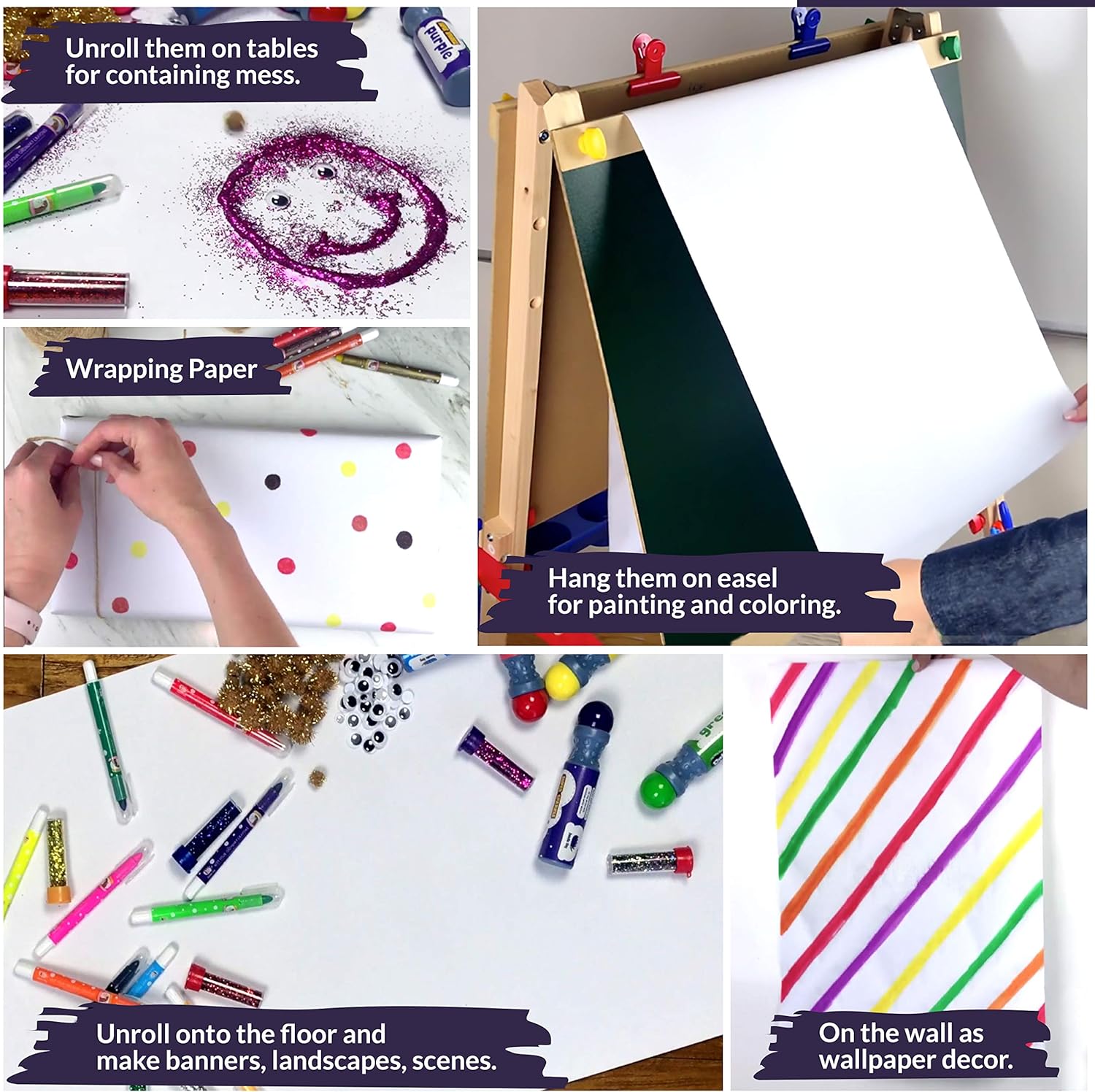 Incredible Value Bundle 3 Pack Easel Paper Roll Fits Most Standard Kids, 17-24 Inch-Wide Easels and Dispenser, for Crafting Activity and Painting, Non Bleed White Butcher Paper (17 Inches x 75 Foot)