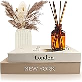 AMINALUX Faux Book Storage Box Set – Decorative Faux Books with Hidden Storage for Coffee Table Decor, Bookshelf or Mantle – Linen Decorative Boxes (Set of 2) – Aesthetic Book Decor for Home