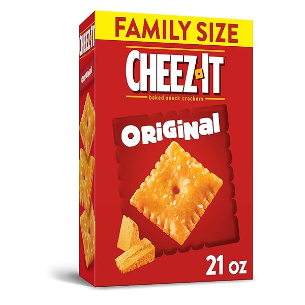 CHEEZ-IT BAKED SNACK CHEESE CRACKERS, ORIGINAL, FAMILY SIZE, 21 OZ BOX