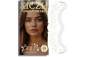 XICZH Face Glitter, Gold Temporary Face Tattoos Stickers, Body Face Glitter for Women Girls, Country Concerts Singer Festival Rave Accessories (Gold - 10 pcs)