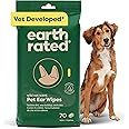 Earth Rated (A Canadian Company) Vet-Developed Pet Ear Wipes, Hypoallergenic Cleaner for Dogs & Cats Ears to Remove Dirt and