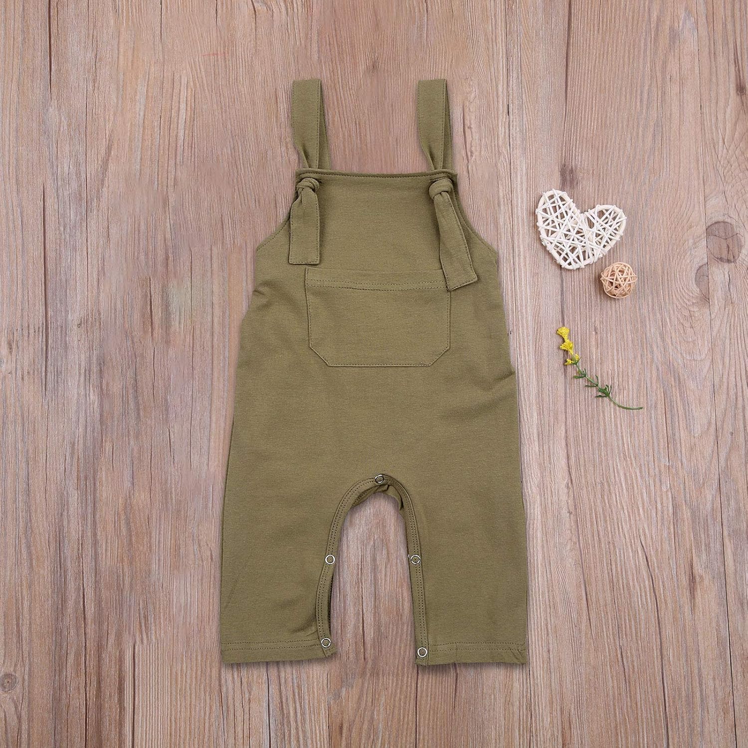 Yunersea Newborn Baby Toddler Girl Boy Basic Plain Pocket Bib Overalls Cotton Overall Pants: Clothing
