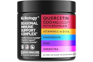 IQ BIOLOGY Quercetin with Bromelain - Premium Quercetin Bromelain Capsules for Immune Support* - Bromelain Quercetin Supplement - Non GMO Quercetin - 1 Pack (60 Capsules)