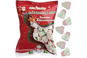 4E's Novelty Sweet Christmas Marshmallow Soft Candy Treats 65pcs (200gram) Bulk Snowman & Santas Shapes, Christmas Candy Stocking Stuffers Snacks, Party Favor for Kids & Adults